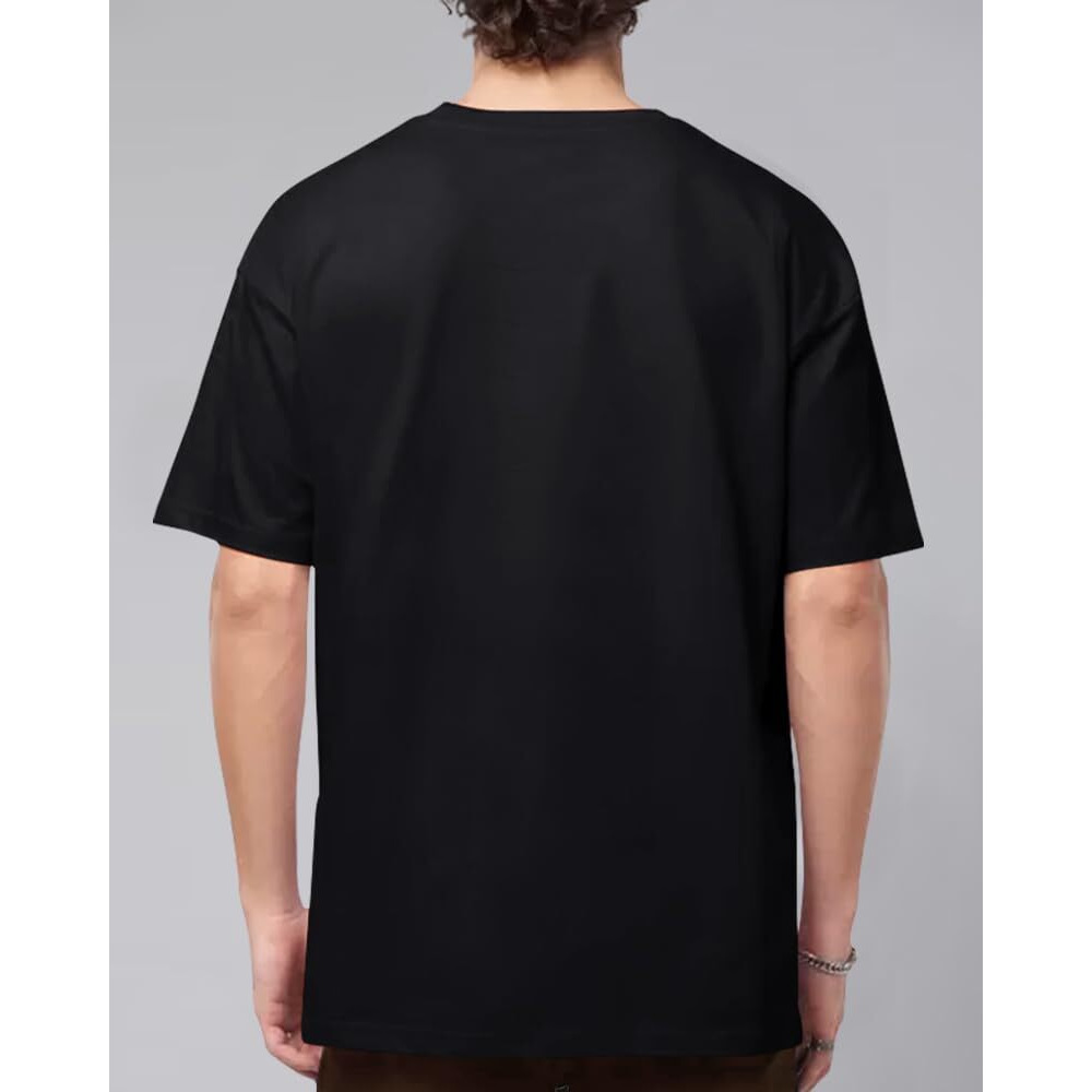 Eyebogler Men's Letter Print Oversized Fit T-Shirt (T811_Black