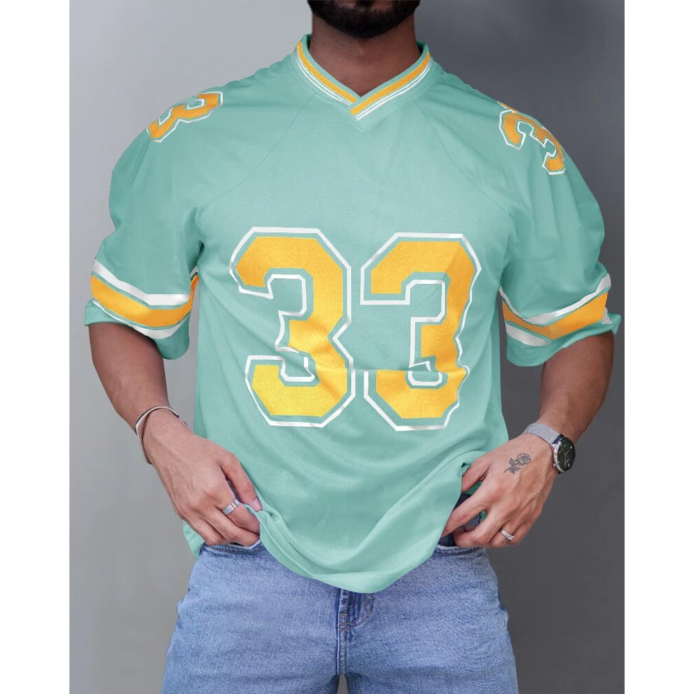 Eyebogler Oversized Loose Fit Drop Shooulder 3/4Th Sleeves Cotton Blend Baggy Printed T-Shirt For Men