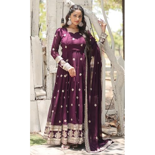 Fashion Basket Georgette Anarkali Dress For Women Wine