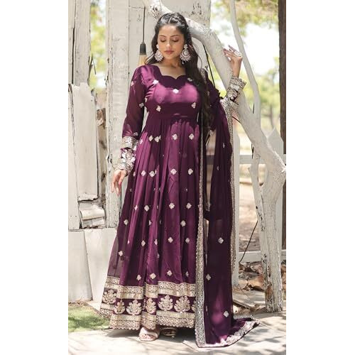 Fashion Basket Georgette Anarkali Dress For Women Wine