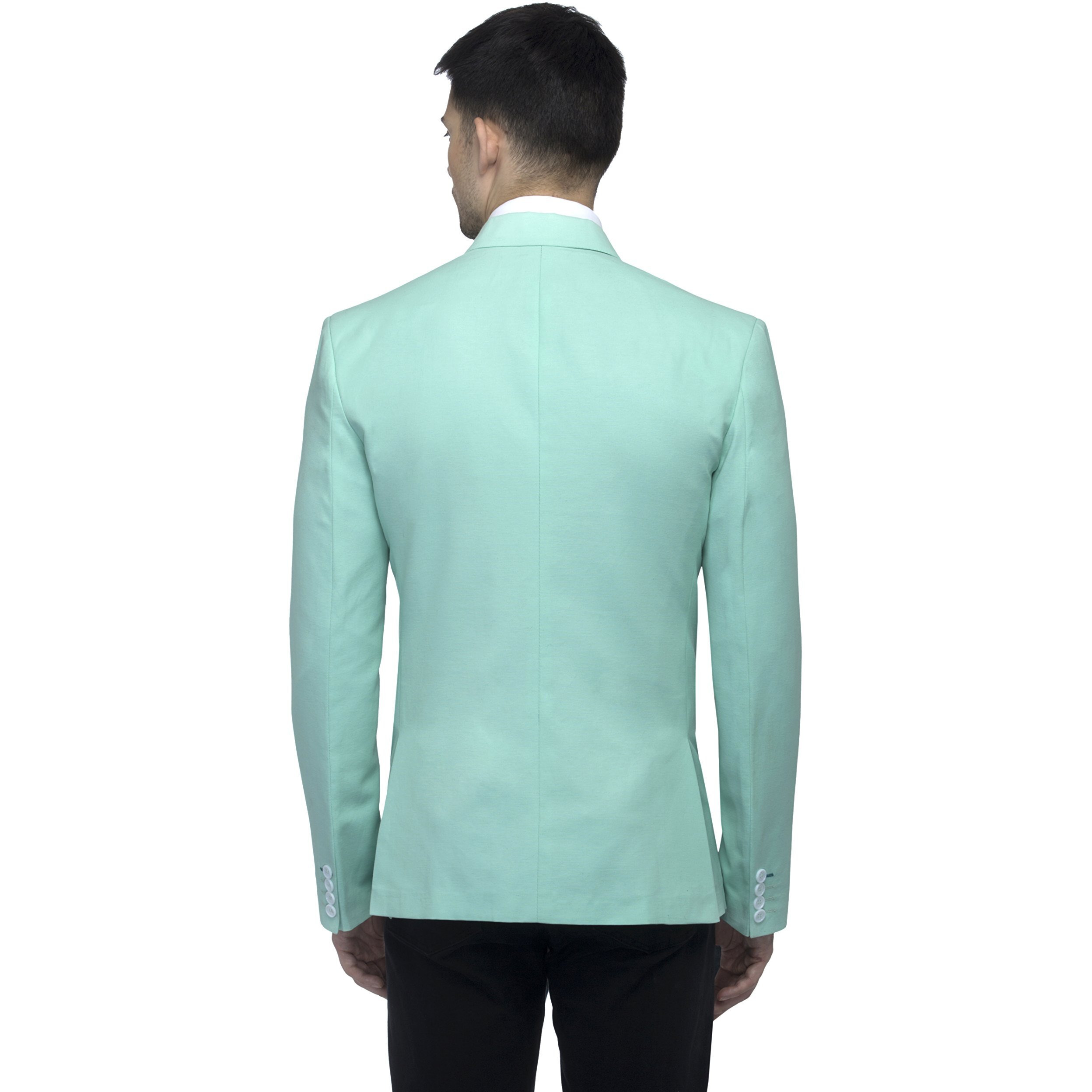 Favoroski Designer Men's Slim Fit Notch Lapel Collar Single Breasted Tuxedo Blazer, Light Green Xs