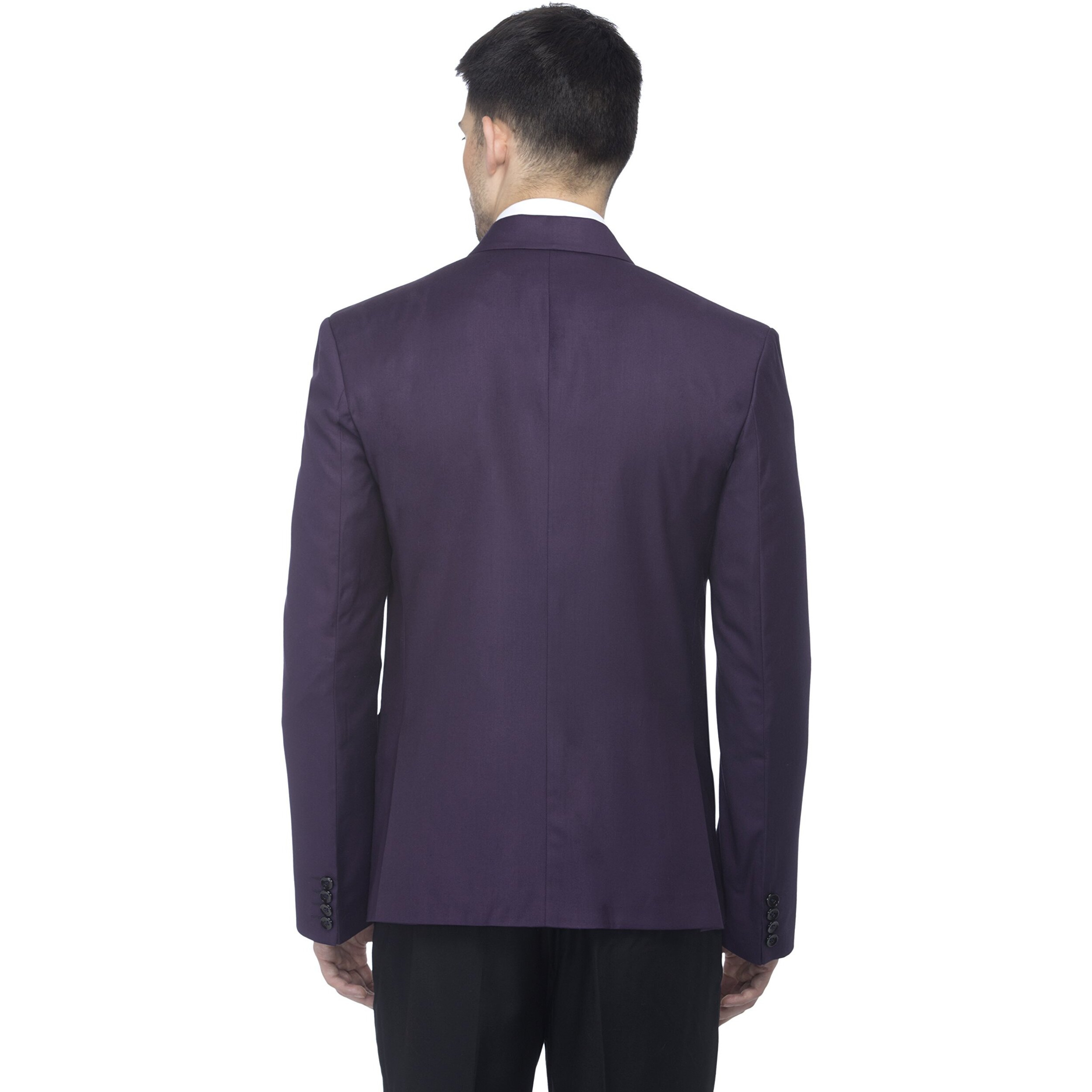 Favoroski Designer Men's Slim Fit Notch Lapel Collar Single Breasted Tuxedo Blazer, Dark Purple 5Xl