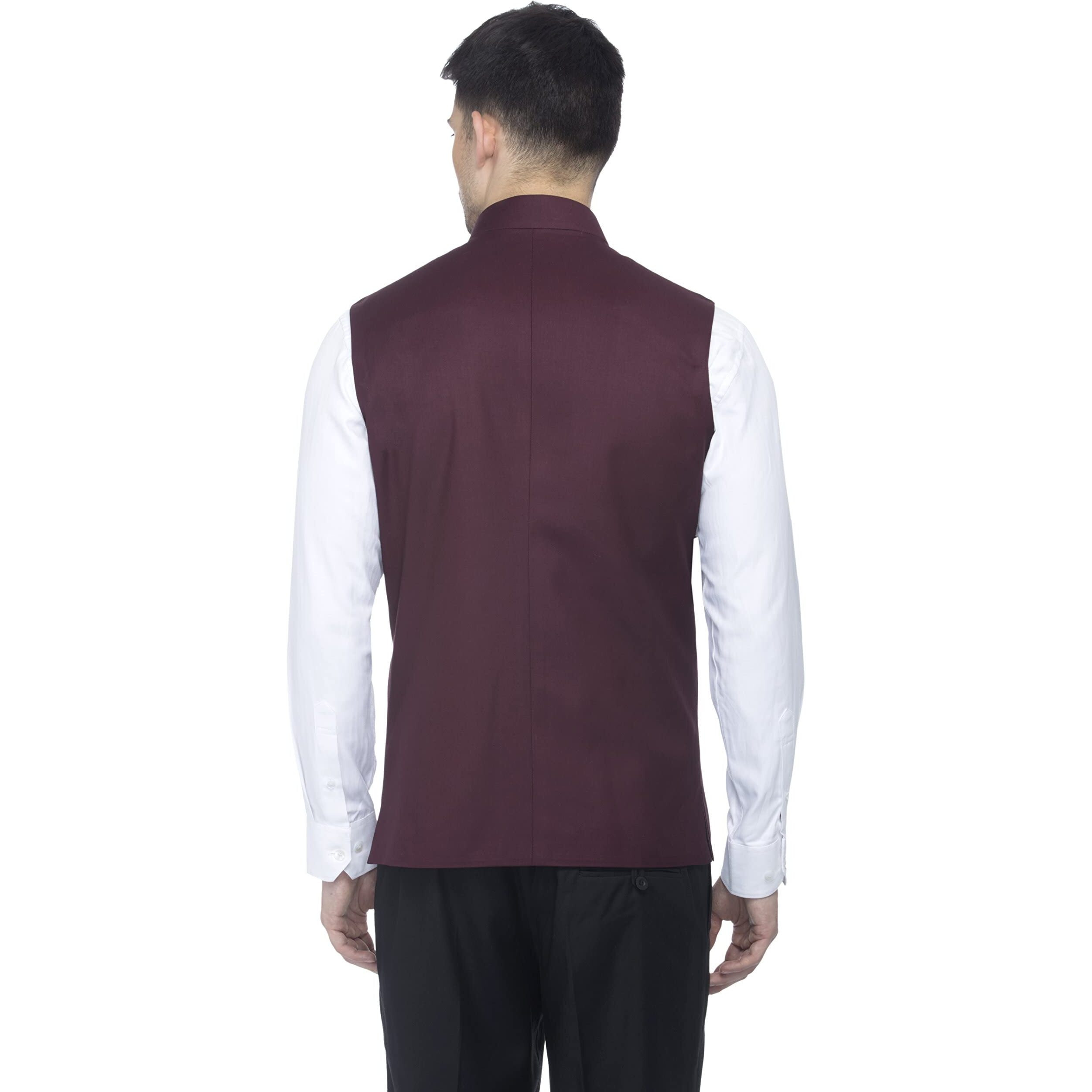 Favoroski Bandhgala Sleeveless Jackets Ethnic Men's Wear Waistcoat (Chocolate_38)