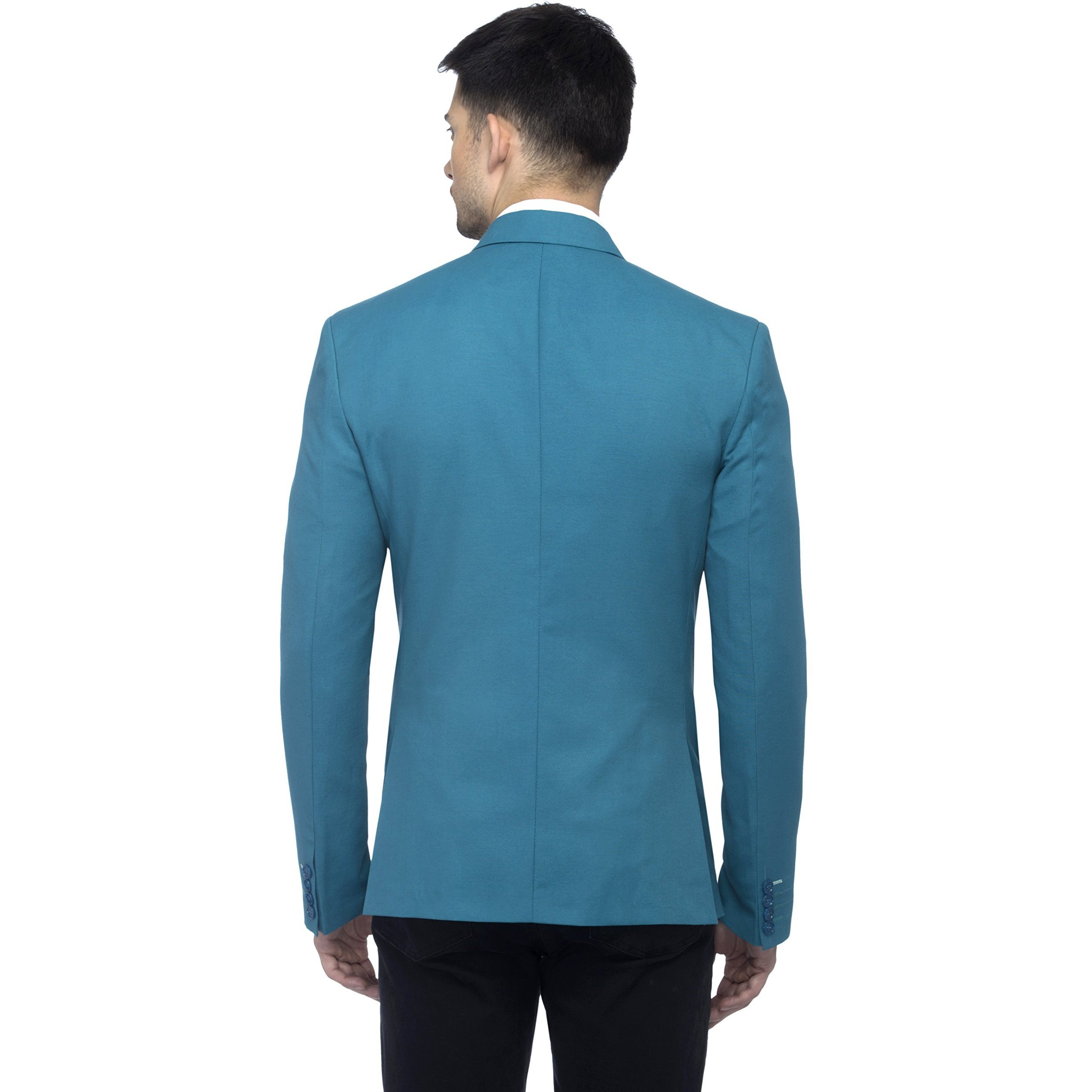 Favoroski Designer Men's Slim Fit Notch Lapel Collar Single Breasted Tuxedo Blazer, Turquoise Green 2Xl