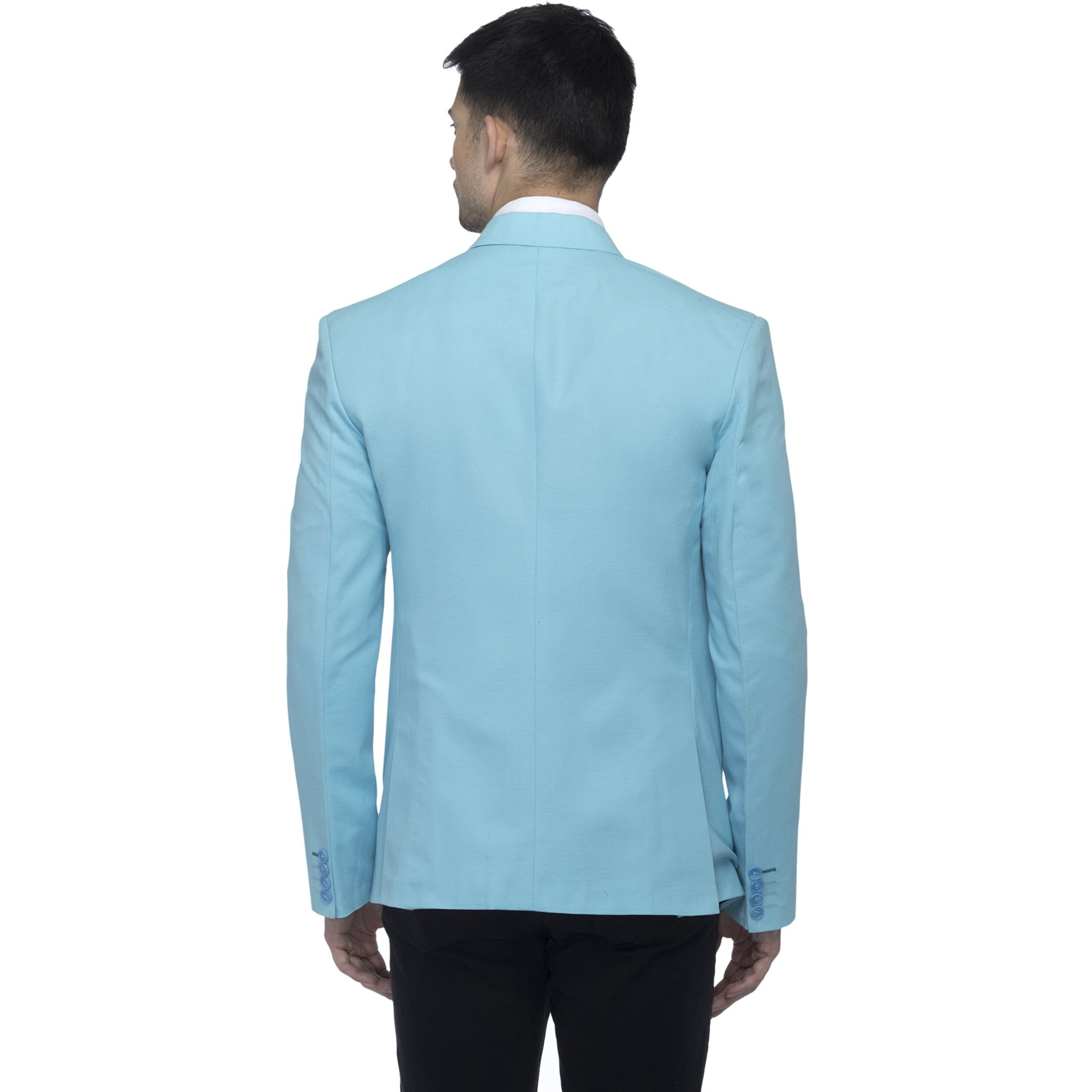 Favoroski Designer Men's Slim Fit Notch Lapel Collar Single Breasted Tuxedo Blazer, Sky Blue 3Xl