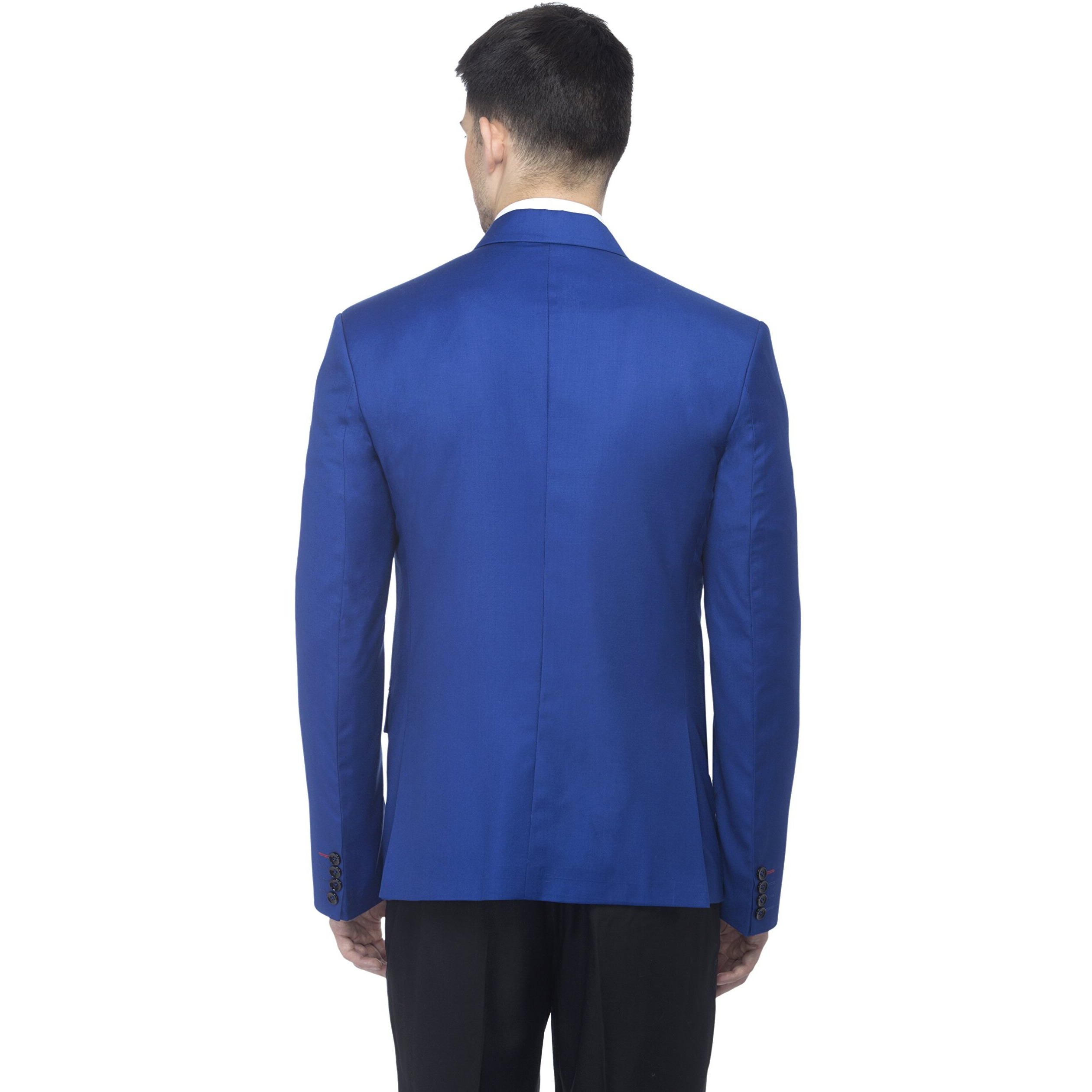 Favoroski Designer Men's Slim Fit Notch Lapel Collar Single Breasted Tuxedo Blazer, Royal Blue M