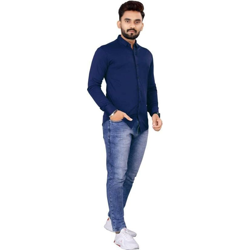 Flosive Men's Cotton Lycra Blend Checkered Men Shirt (2Xl, Blue)