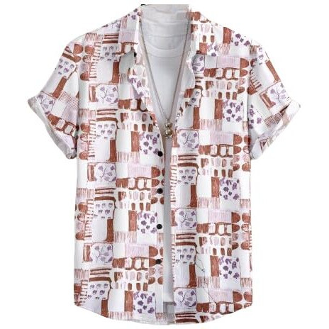 Flosive Men Popcorn Fabric Shirt (2Xl, Coffee)