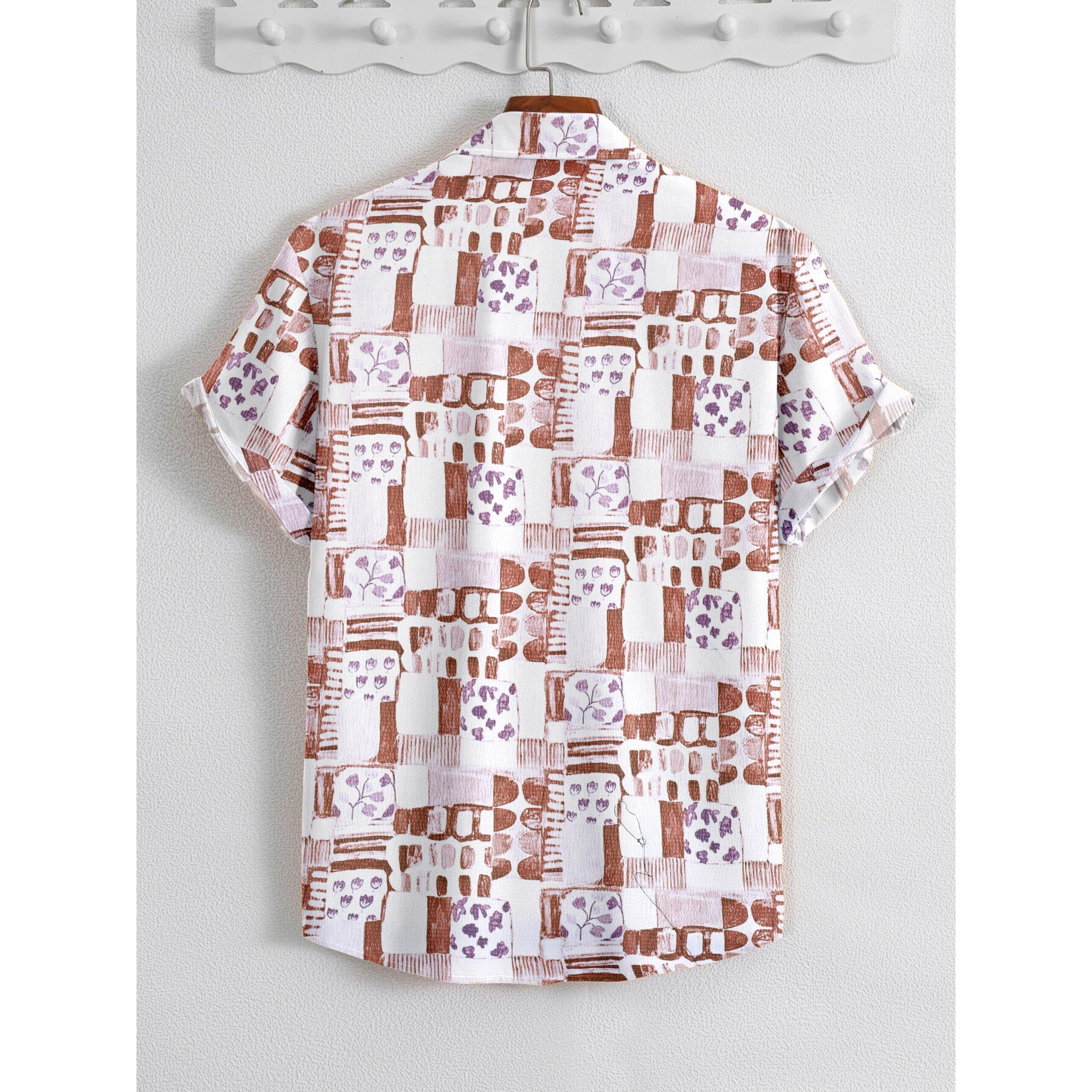 Flosive Men Popcorn Fabric Shirt (2Xl, Coffee)