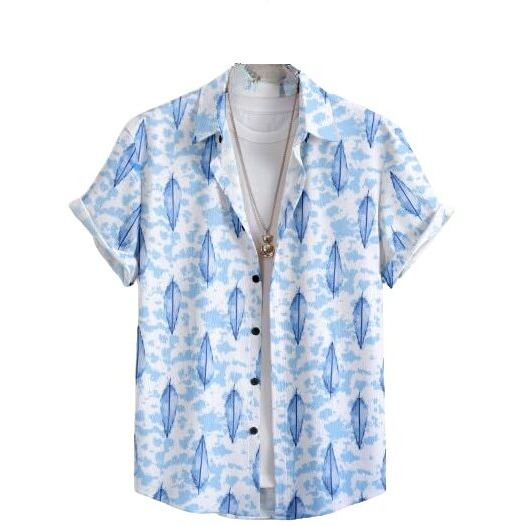 Flosive Men Popcorn Fabric Shirt (2Xl, Blue)