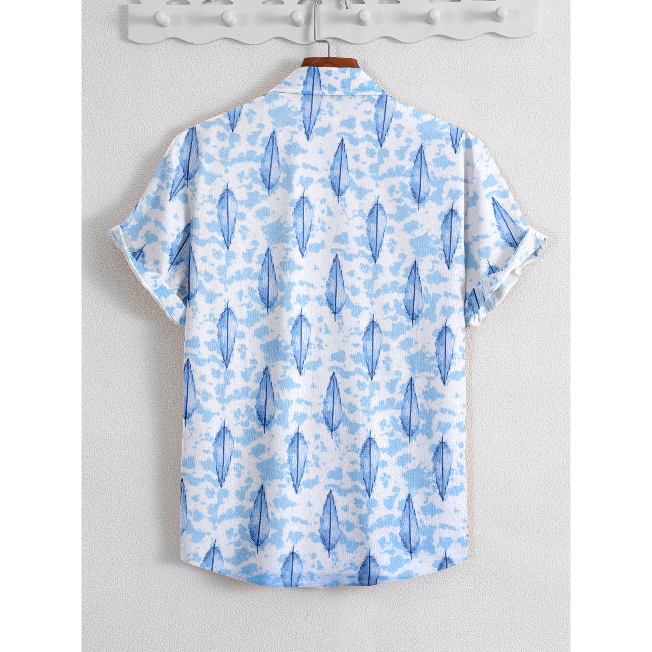 Flosive Men Popcorn Fabric Shirt (2Xl, Blue)