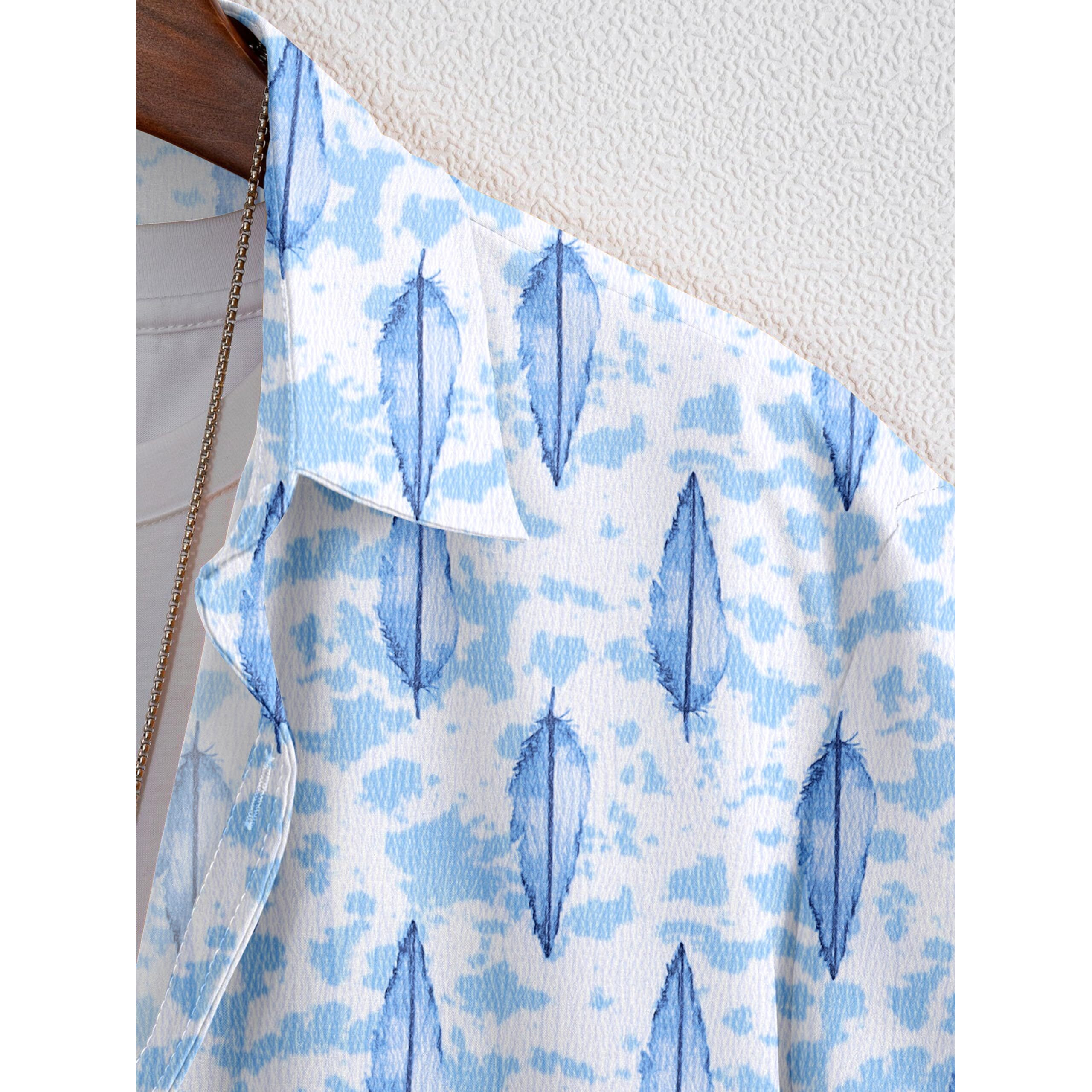 Flosive Men Popcorn Fabric Shirt (2Xl, Blue)