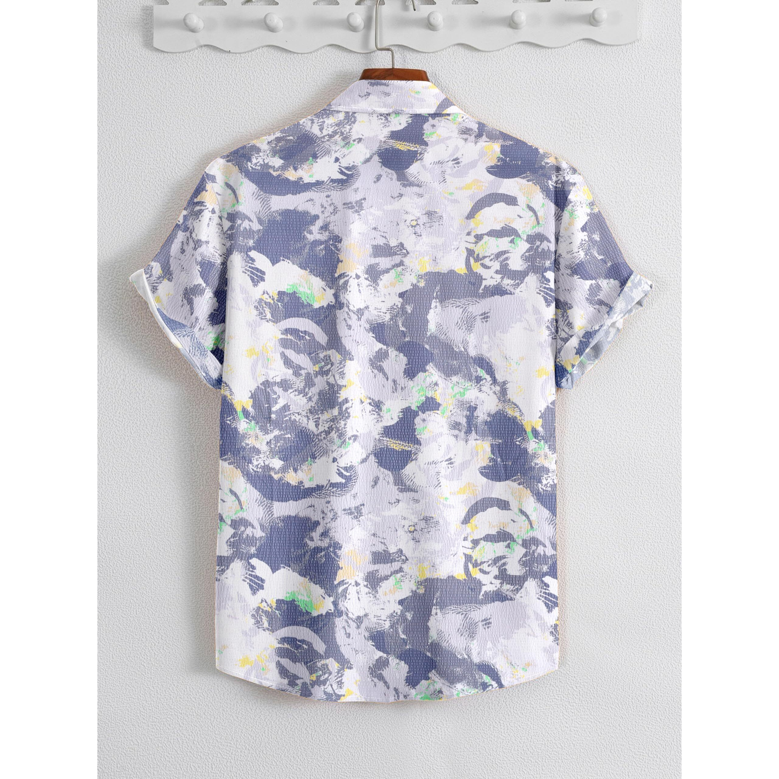 Flosive Men Popcorn Fabric Shirt (L, Greay)