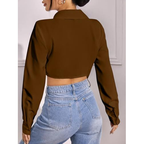 Greciilooks Women's Regular Fit Western Shirt (Gl-W1915_Brown