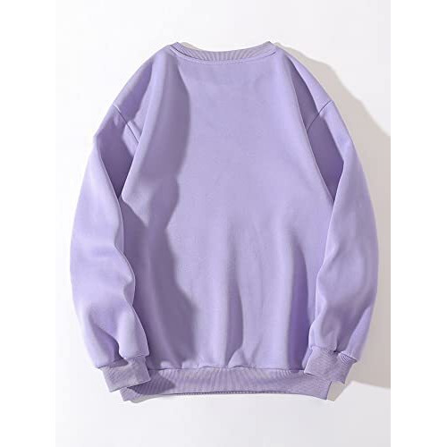 Greciilooks Mens Cotton Casual Regular Fit Crew Neck Sweatshirt (Purple, X-Large)