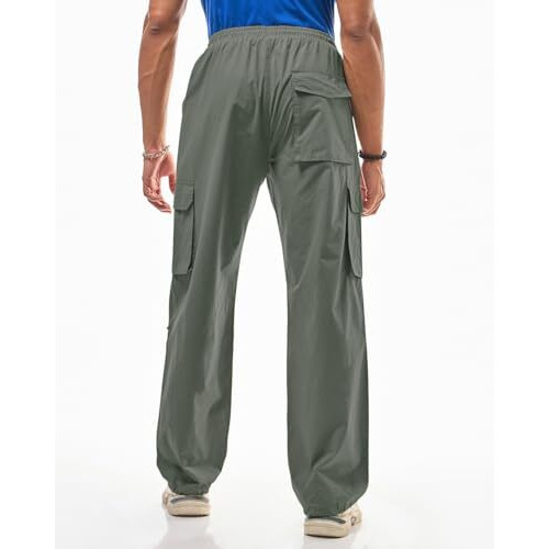 Greciilooks Men Regular Fit Cotton Trousers Baggy Mid Rise Pants Cargos (Gl-Tp-1082_Green, Large