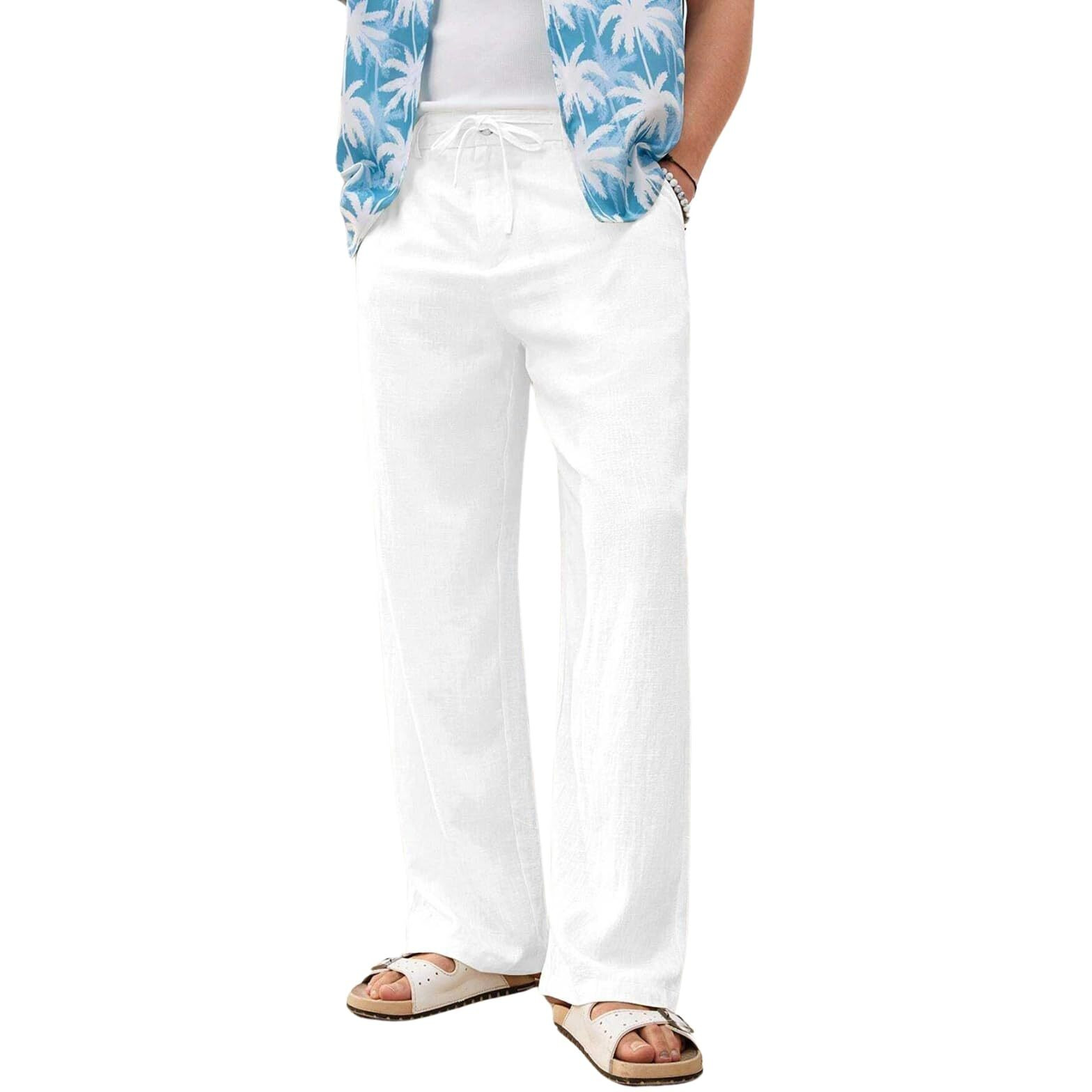 Greciilooks Trouser Pant For Men | Loose Fit Man Track Pants | Formal Causal Regular & Relaxed Cargo | Summer| Stretchable White