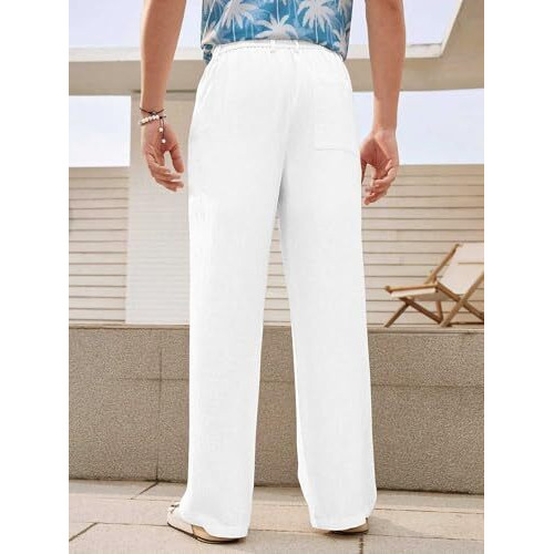 Greciilooks Trouser Pant For Men | Loose Fit Man Track Pants | Formal Causal Regular & Relaxed Cargo | Summer| Stretchable White