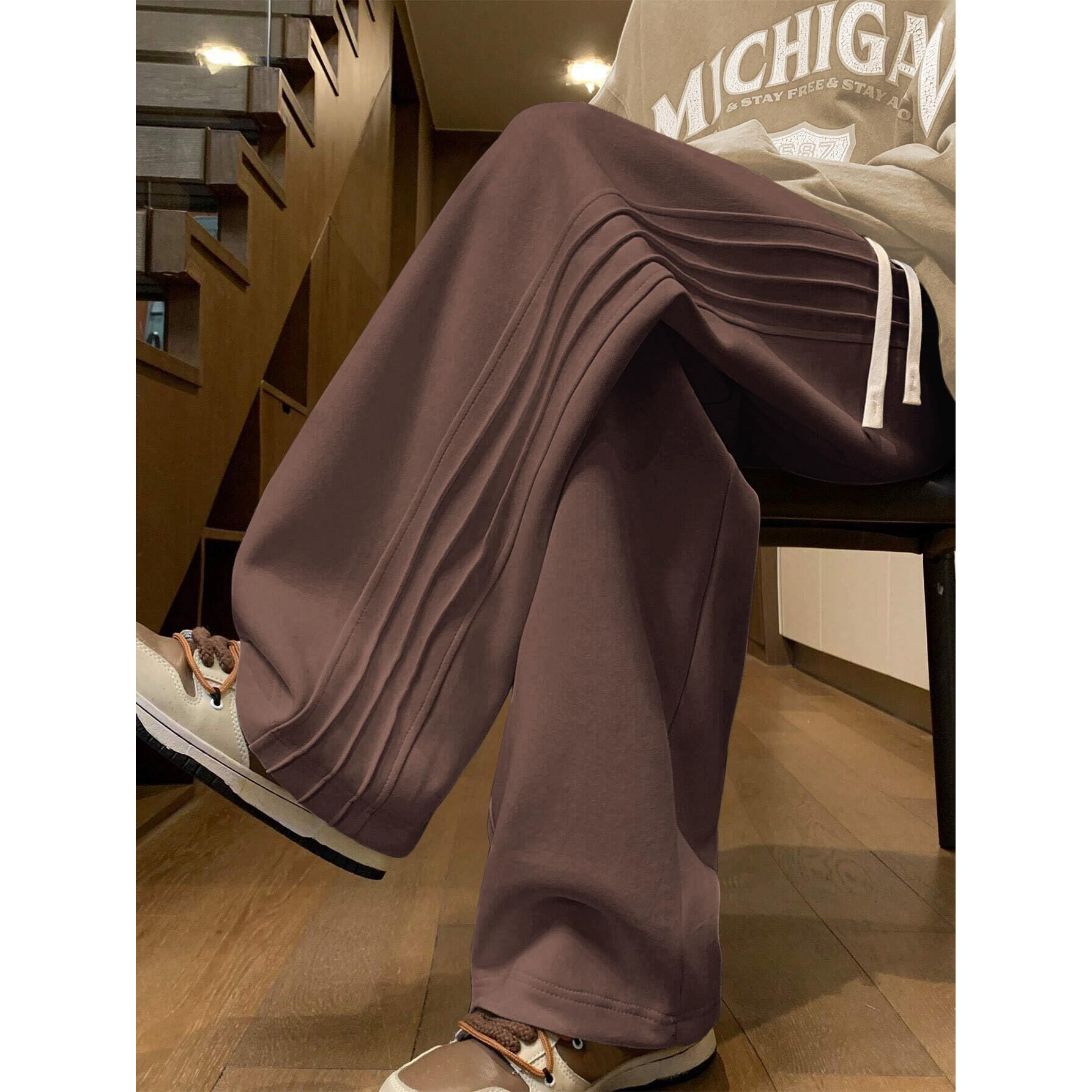 Greciilooks Men's Lycra Cargo Track Pants  Loose Fit Joggers For Men | Korean Style Travel & Lounge Wear With Pockets Brown