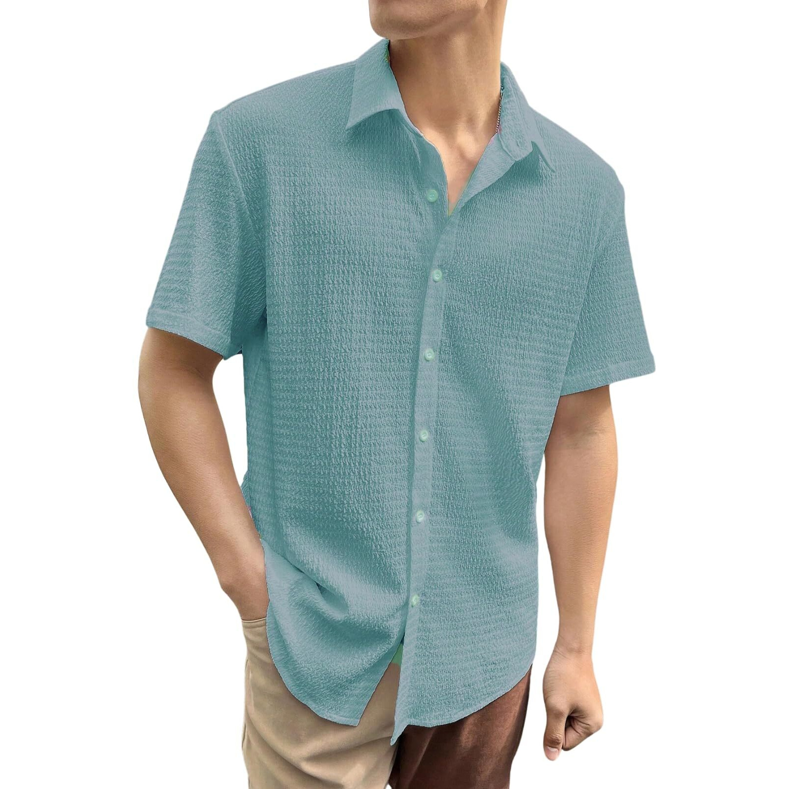 Greciilooks For Casual Stylish Polycotton Regular Formal Shirt Blue