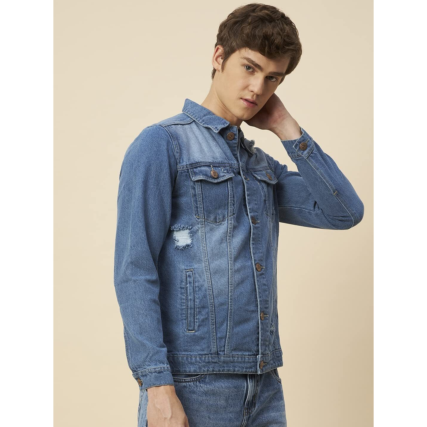 High Star Cotton Men's Jacket(Hsmcjkt143_Blue_S), Full-Length