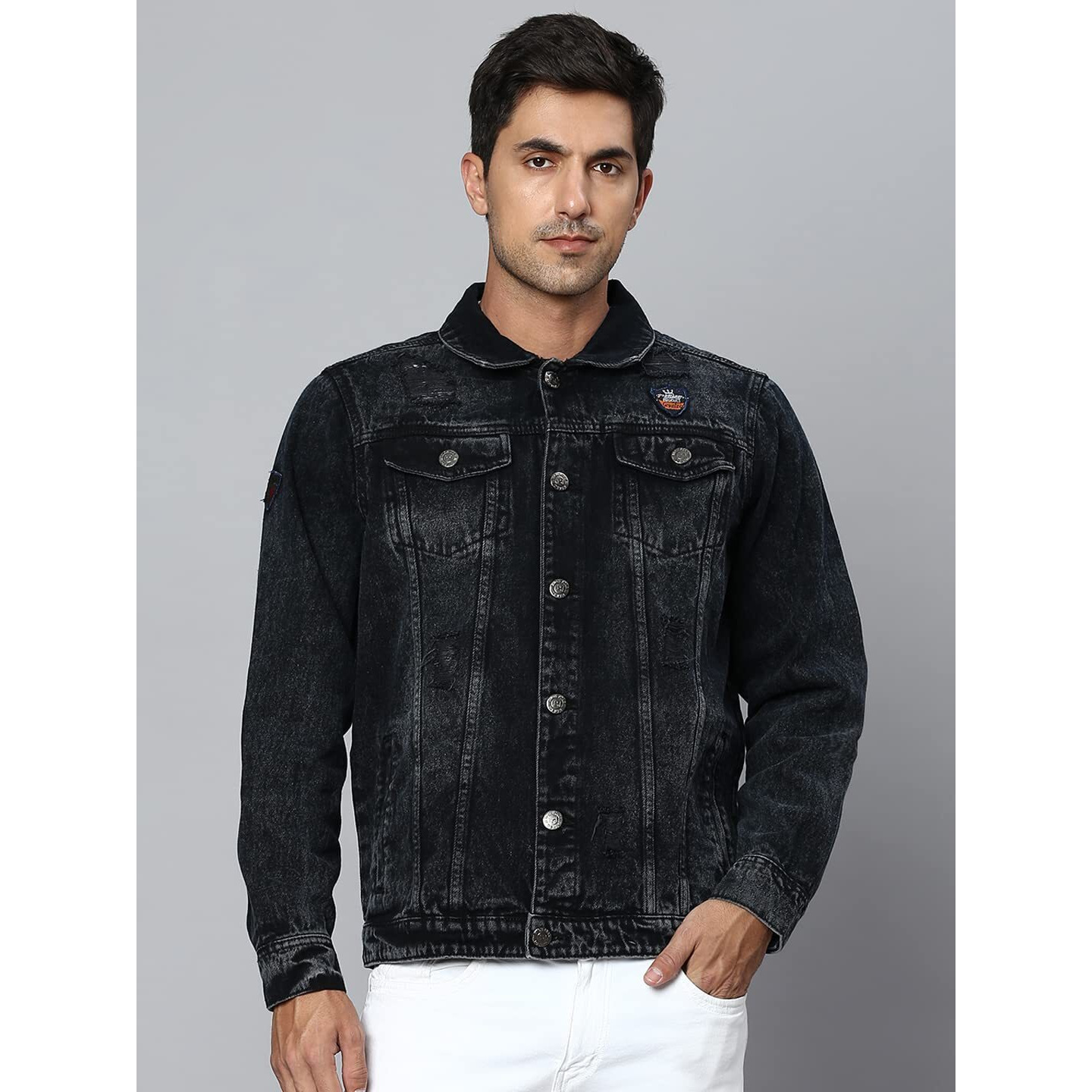 High Star Cotton Men's Standard Length Jacket (Hsmdjs144_Blue_Small)