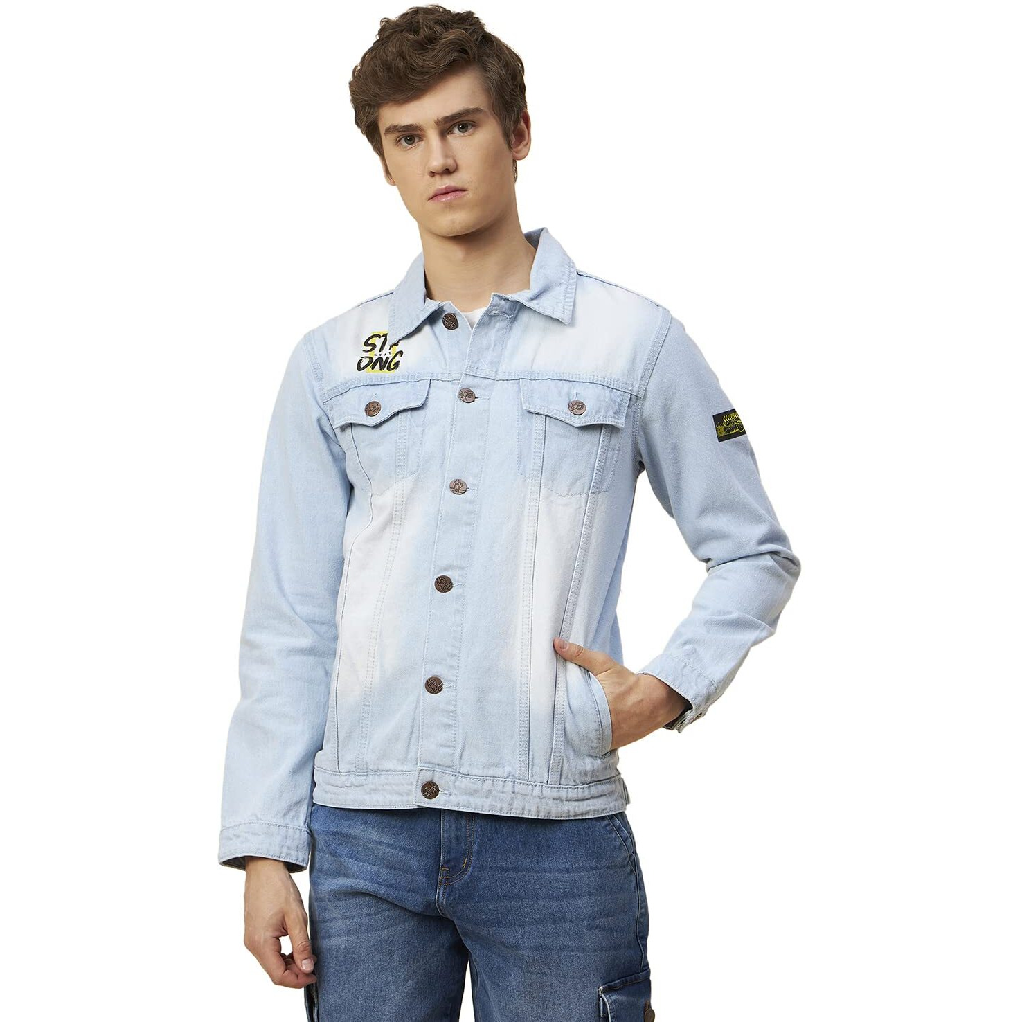 High Star Cotton Men's Full Length Jacket (Hsjktr1194_Blue_M)