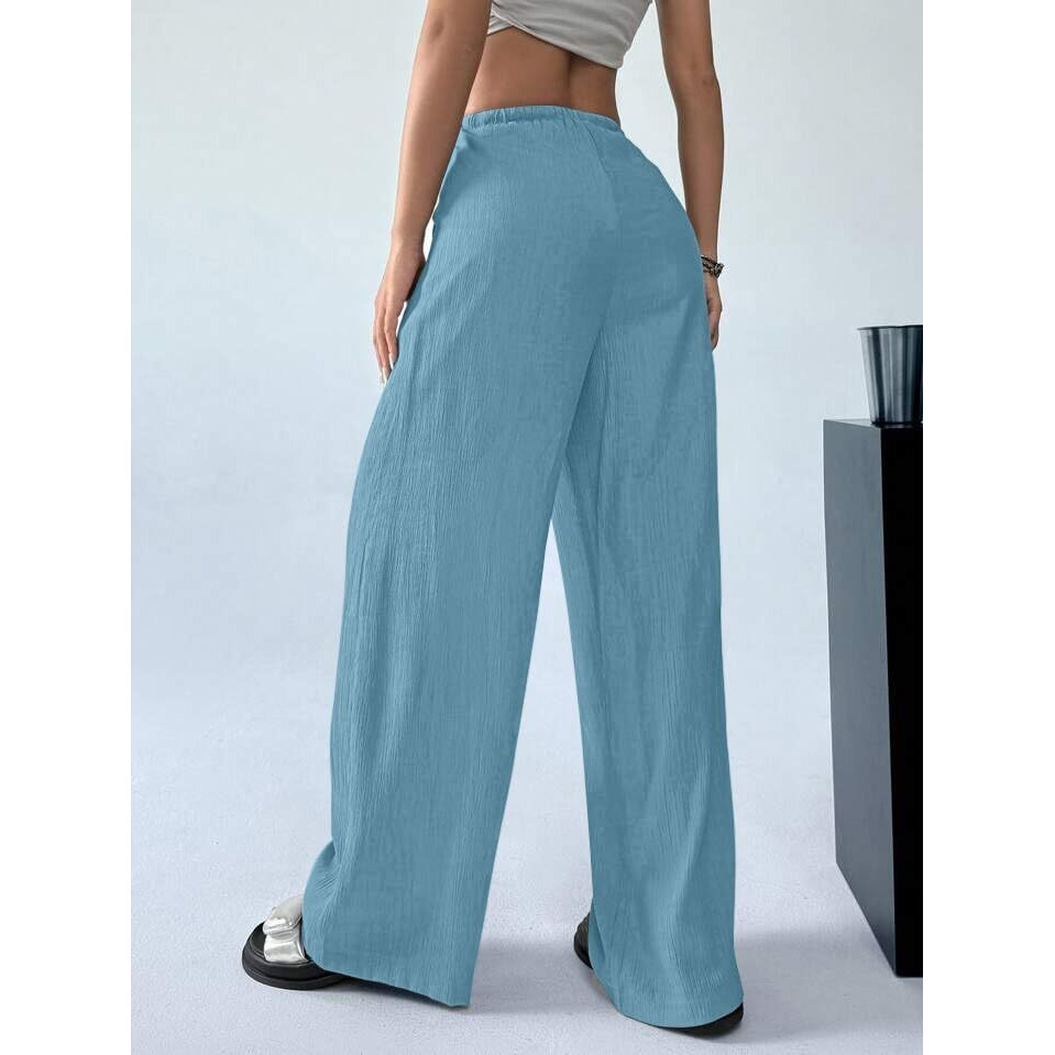 Greciilooks Women Mid Rise Relaxed Trousers (Gl-Dp-Tr1028_Light Blue, Xl