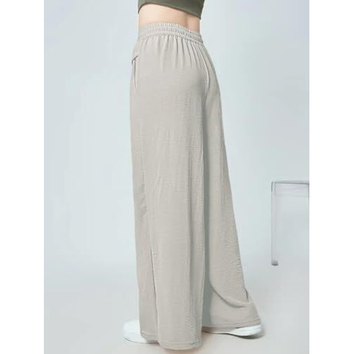 Greciilooks Women Textured | Loose Fit Trousers | High-Waisted High Rise Pant Pants | Korean Trousers (In, Alpha, Medium, Regular, Beige)