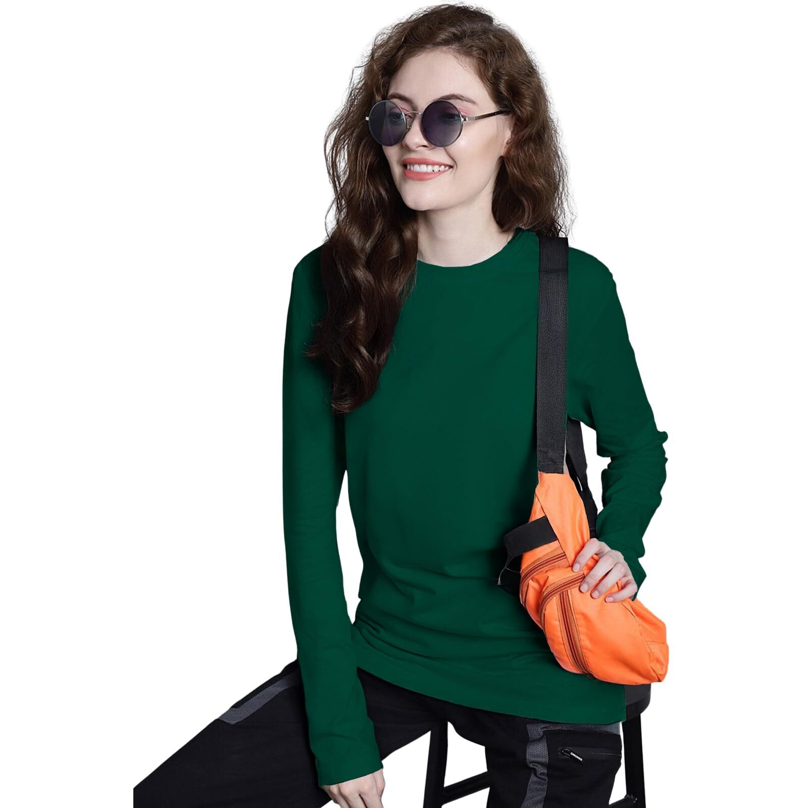 Juneberry Cotton Round Neck Regular Fit Solid Core Full Sleeve T-Shirt Combo For Women & Girls (Pack Of 2) (Po2_Jb_Fs_Gr_Cr_L)