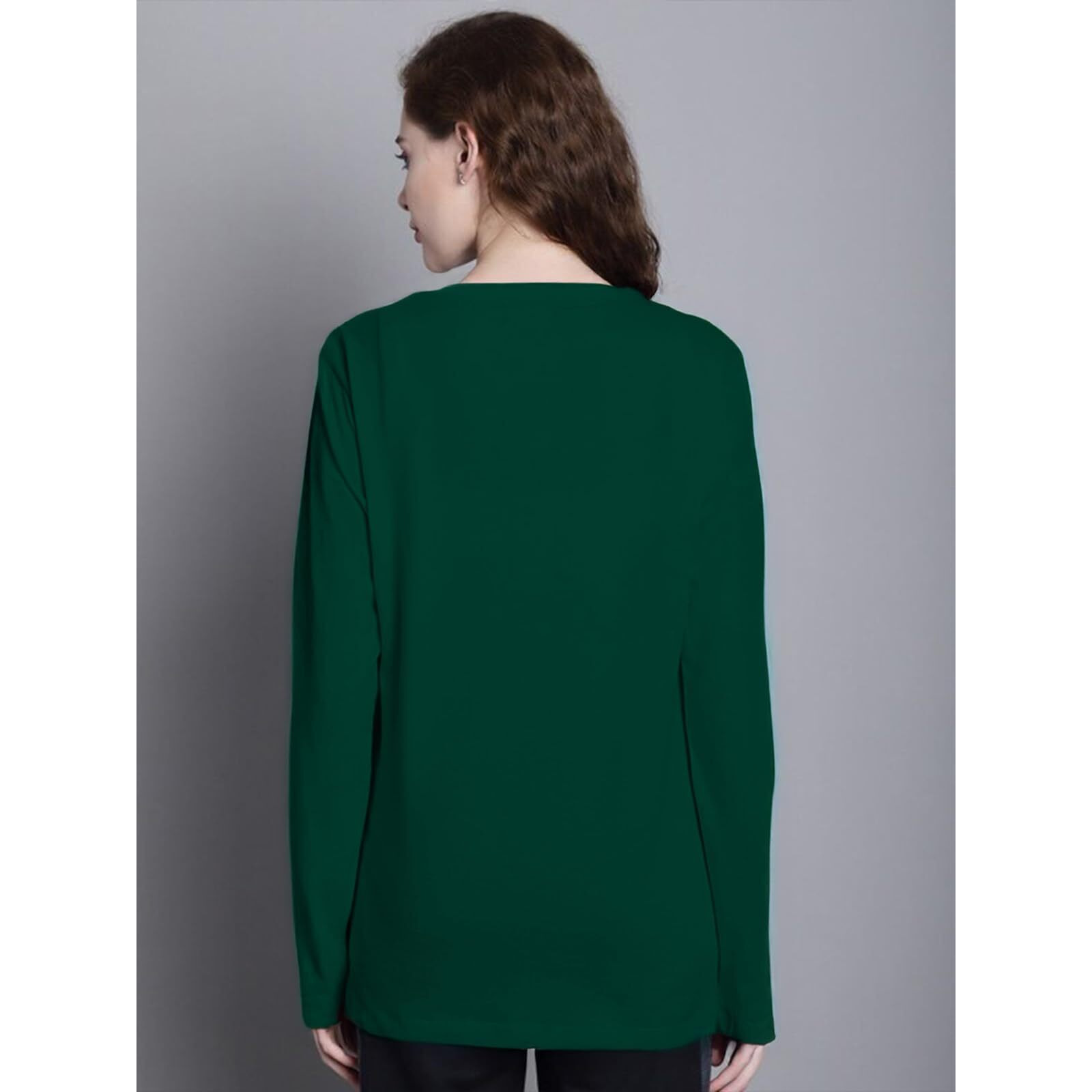 Juneberry Cotton Round Neck Regular Fit Solid Core Full Sleeve T-Shirt Combo For Women & Girls (Pack Of 2) (Po2_Jb_Fs_Gr_Cr_L)