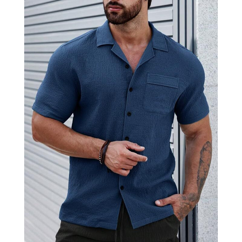 I Enterprise Men Stylish Shirt|| Regular Fit Shirt For Men|| Men Stylish Shirt || Men Printed Shirt || Oversized Shirts For Men|| Shirt For Men (Solid-Shirt)_Size- Large Color_Blue
