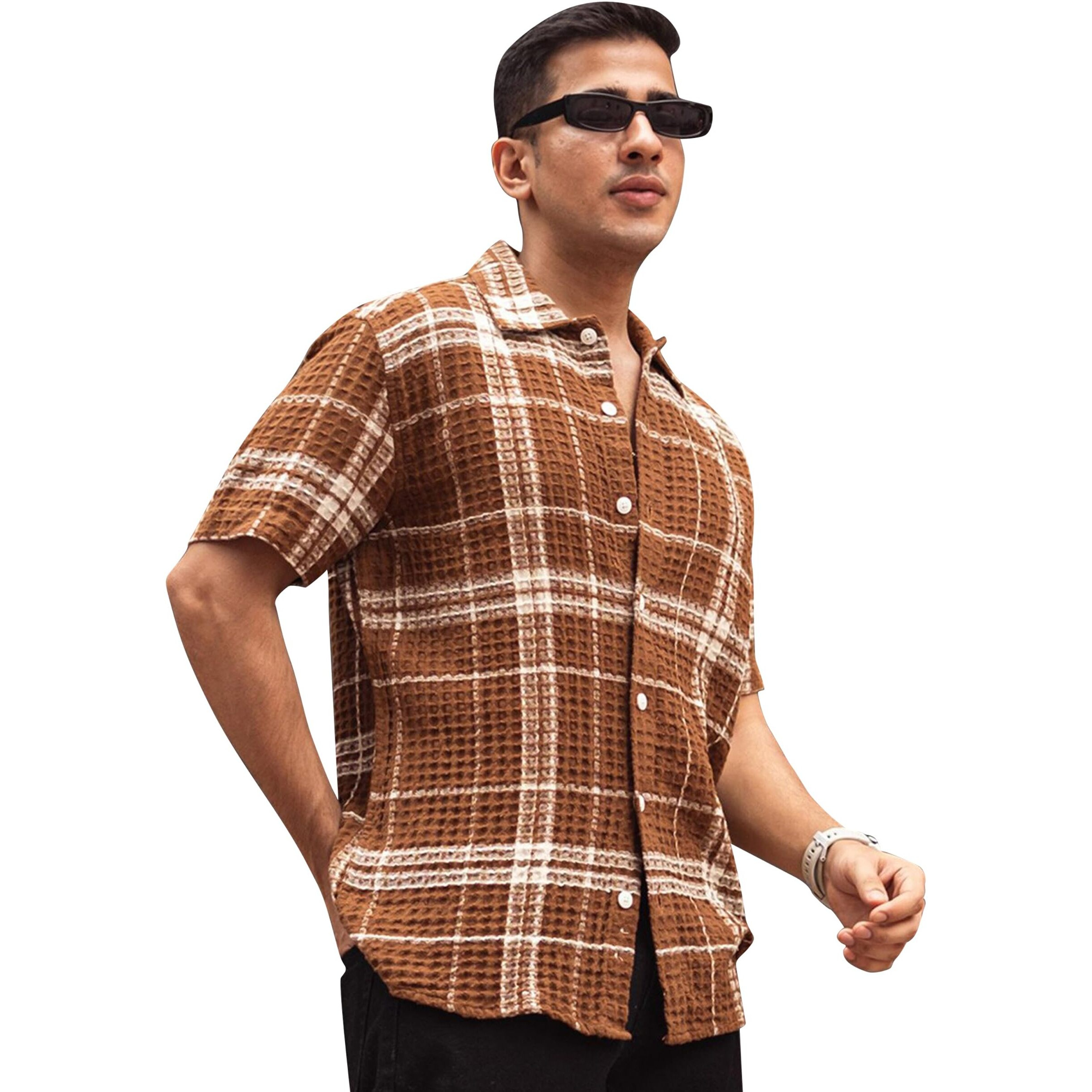 I Enterprise Men's & Boy's Shirts  Stylish Formal, Casual Fabric, Slim Fit & Regular Fit || Trendy Colors & Designs (Dm6_Sr158-Xl) Brown