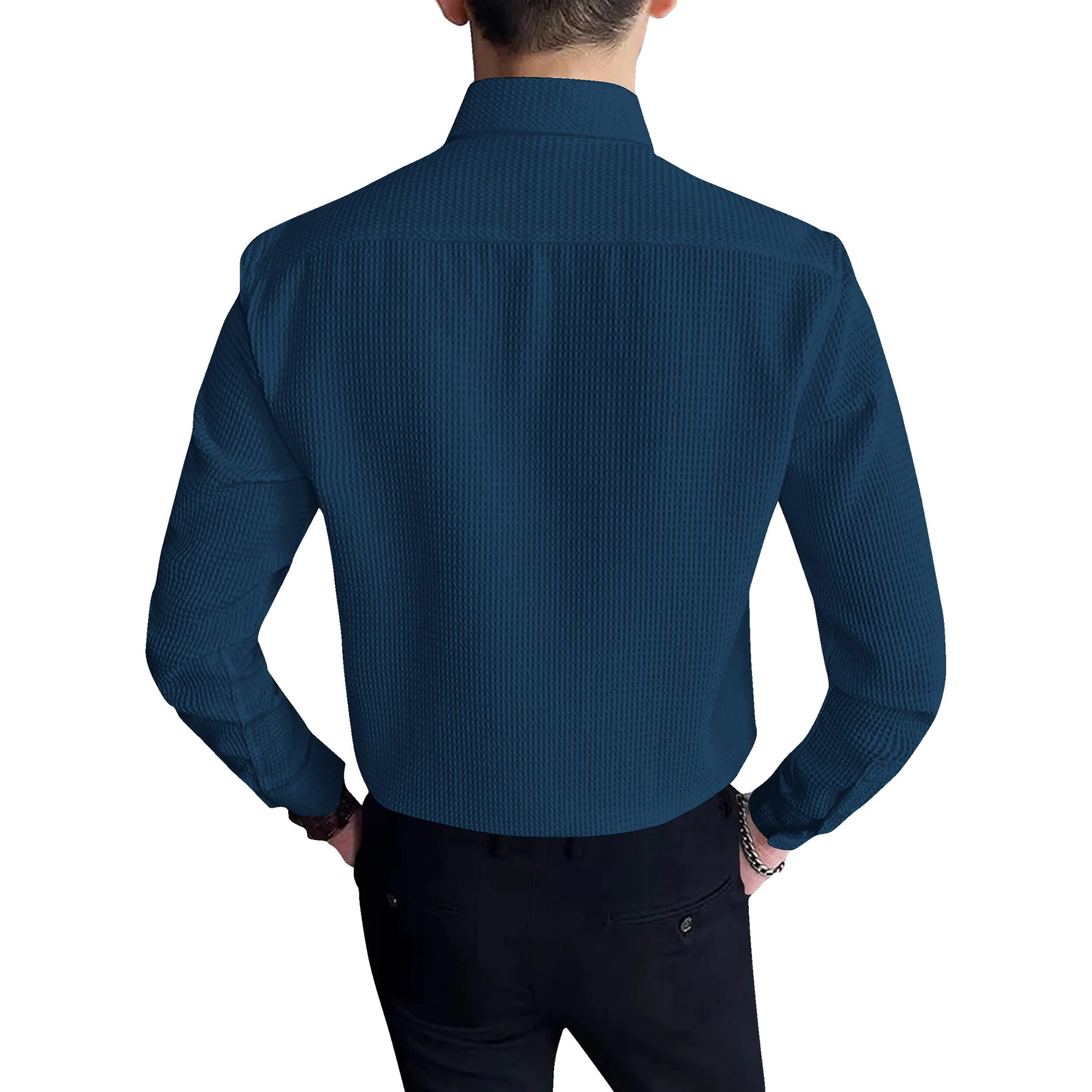 I Enterprise Men's & Boy's Shirts  Stylish Formal, Casual Fabric, Slim Fit & Regular Fit || Trendy Colors & Designs (Dm4_Sr135-M) Blue