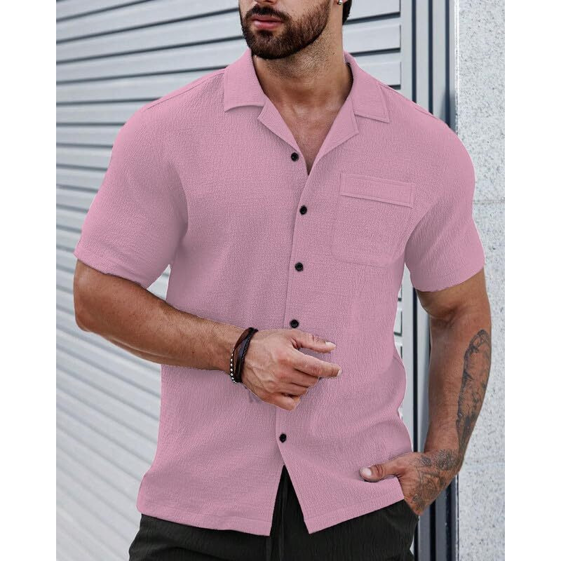 I Enterprise Men Stylish Shirt|| Regular Fit Shirt For Men|| Men Stylish Shirt || Men Printed Shirt || Oversized Shirts For Men|| Shirt For Men (Solid-Shirt)_Size- X-Large Color_Pink