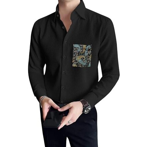 I Enterprise Men's & Boy's Shirts  Stylish Formal, Casual Fabric, Slim Fit & Regular Fit || Trendy Colors & Designs (Ds1_Sr119-M) Black