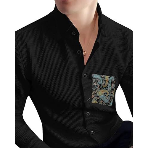 I Enterprise Men's & Boy's Shirts  Stylish Formal, Casual Fabric, Slim Fit & Regular Fit || Trendy Colors & Designs (Ds1_Sr119-M) Black