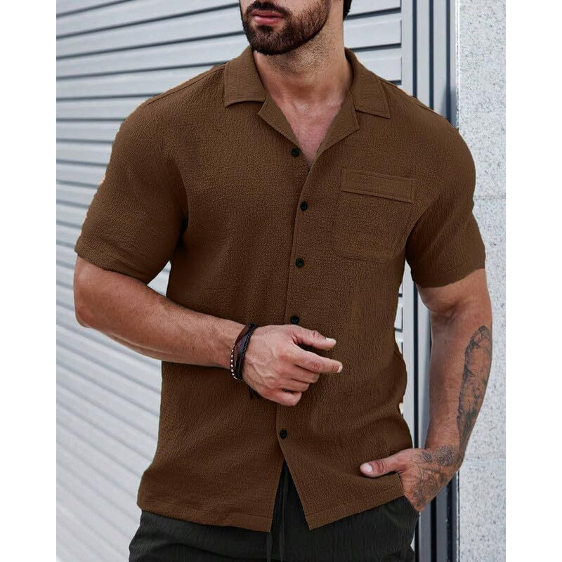 I Enterprise Men Stylish Shirt|| Regular Fit Shirt For Men|| Men Stylish Shirt || Men Printed Shirt || Oversized Shirts For Men|| Shirt For Men (Solid-Shirt)_Size- X-Large Color_Brown