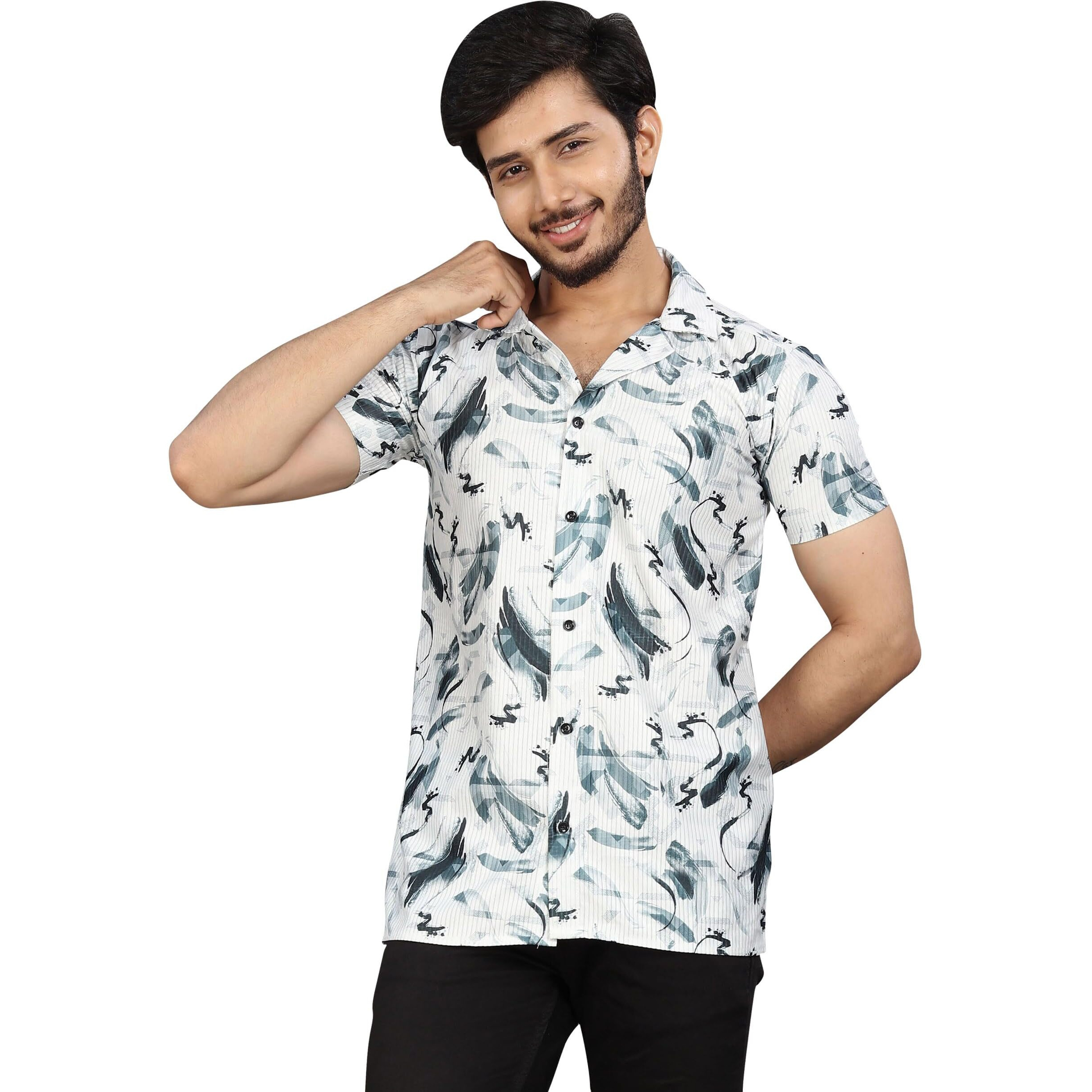 I Enterprise Half Sleeve Relaxed Fit Men's Casual Shirt | Cotton Blend Oversized Shirts For Men Loose Fit | Oversized Printed Shirts For Men Color_Multicolor8 Size_Large