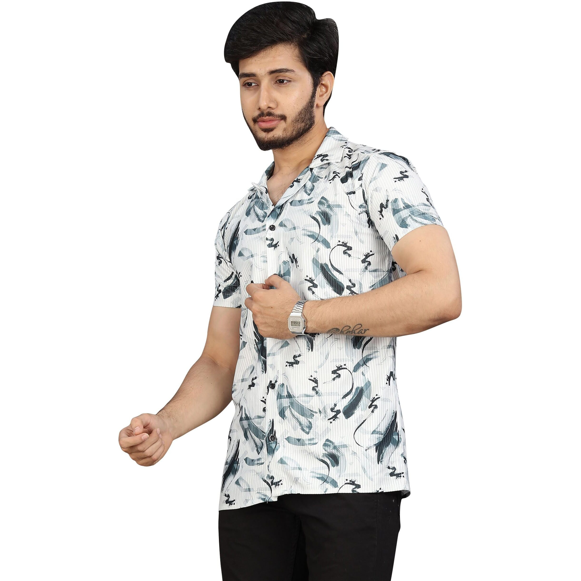 I Enterprise Half Sleeve Relaxed Fit Men's Casual Shirt | Cotton Blend Oversized Shirts For Men Loose Fit | Oversized Printed Shirts For Men Color_Multicolor8 Size_Large