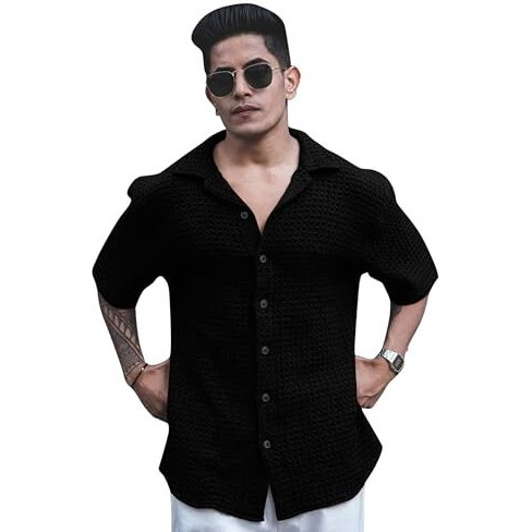 I Enterprise Men's & Boy's Shirts  Stylish Formal, Casual Fabric, Slim Fit & Regular Fit || Trendy Colors & Designs (Ds1_Sr160-M) Black