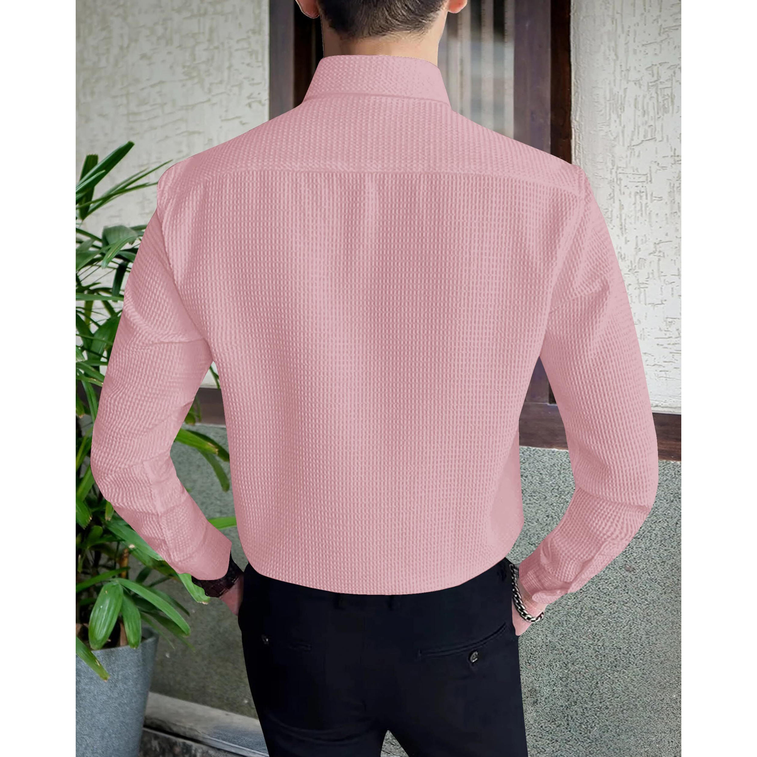 I Enterprise Casual Shirt For Men|| Regular Fit Shirt For Men|| Men Stylish Shirt || Men Solid Shirt With Spread Collar & Long Sleeve Pink Size_L