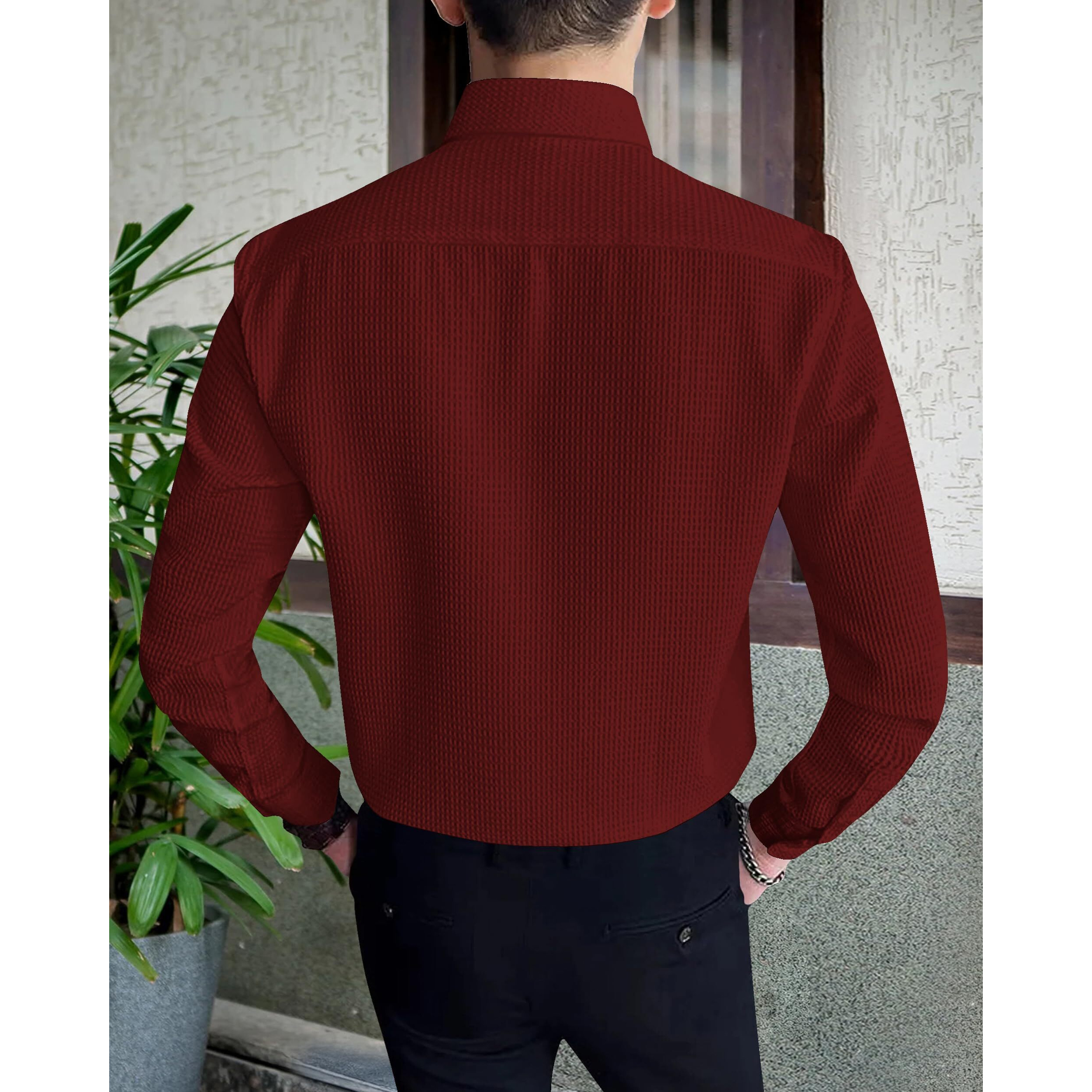 I Enterprise Casual Shirt For Men|| Regular Fit Shirt For Men|| Men Stylish Shirt || Men Solid Shirt With Spread Collar & Long Sleeve Maroon Size_Xl
