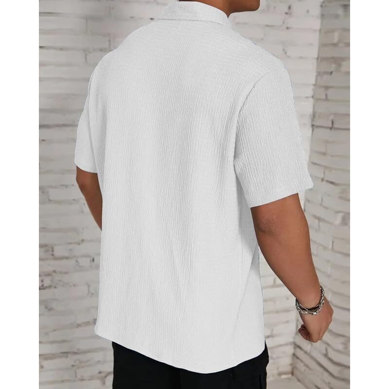 I Enterprise Casual Shirt For Men|| Regular Fit Shirt For Men|| Men Stylish Shirt || Men Solid Shirt With Spread Collar & Half Sleeve White Size_L