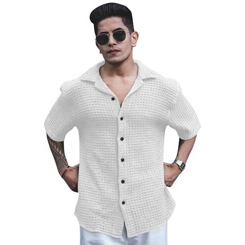 I Enterprise Men's & Boy's Shirts  Stylish Formal, Casual Fabric, Slim Fit & Regular Fit || Trendy Colors & Designs (Dm7_Sr161-L) White