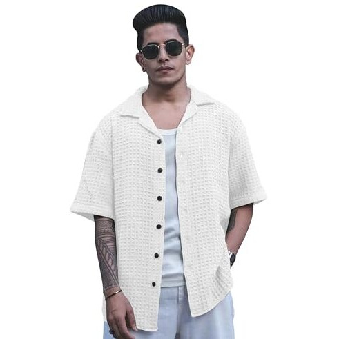 I Enterprise Men's & Boy's Shirts  Stylish Formal, Casual Fabric, Slim Fit & Regular Fit || Trendy Colors & Designs (Dm7_Sr161-L) White