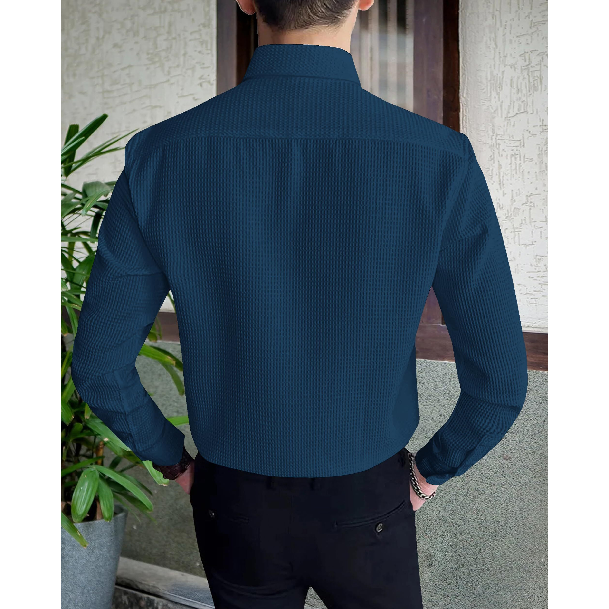 I Enterprise Casual Shirt For Men|| Regular Fit Shirt For Men|| Men Stylish Shirt || Men Solid Shirt With Spread Collar & Long Sleeve Blue Size_L