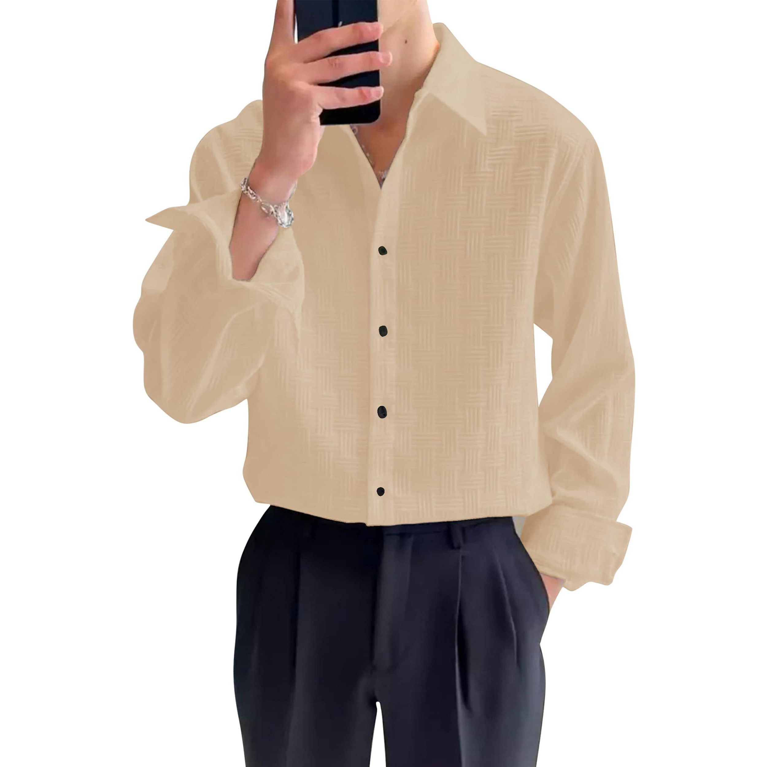 I Enterprise Men's & Boy's Shirts  Stylish Formal, Casual Fabric, Slim Fit & Regular Fit || Trendy Colors & Designs (Dm12_Sr139-L) Beige