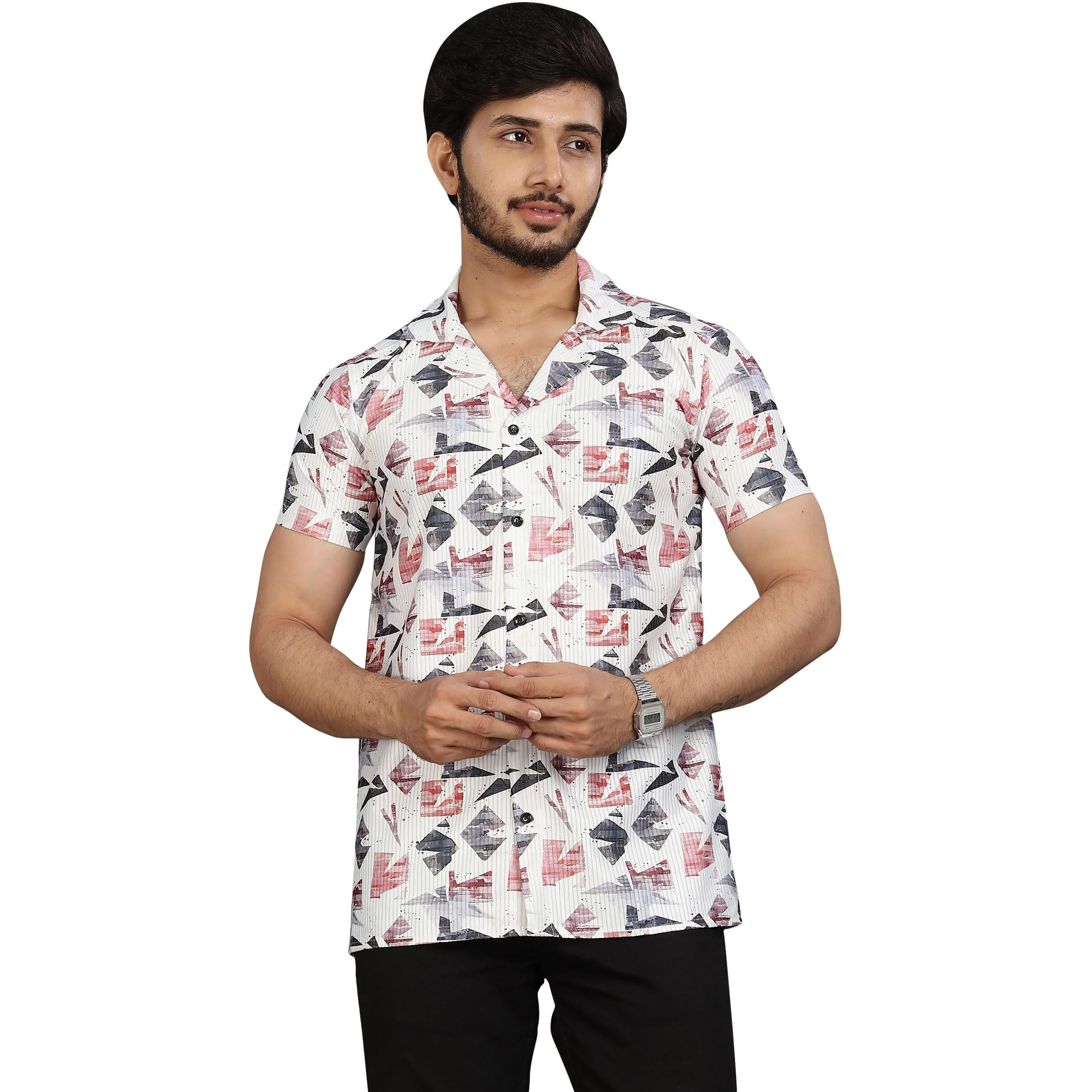 I Enterprise Half Sleeve Relaxed Fit Men's Casual Shirt | Cotton Blend Oversized Shirts For Men Loose Fit | Oversized Printed Shirts For Men Color_Multicolor7 Size_Large