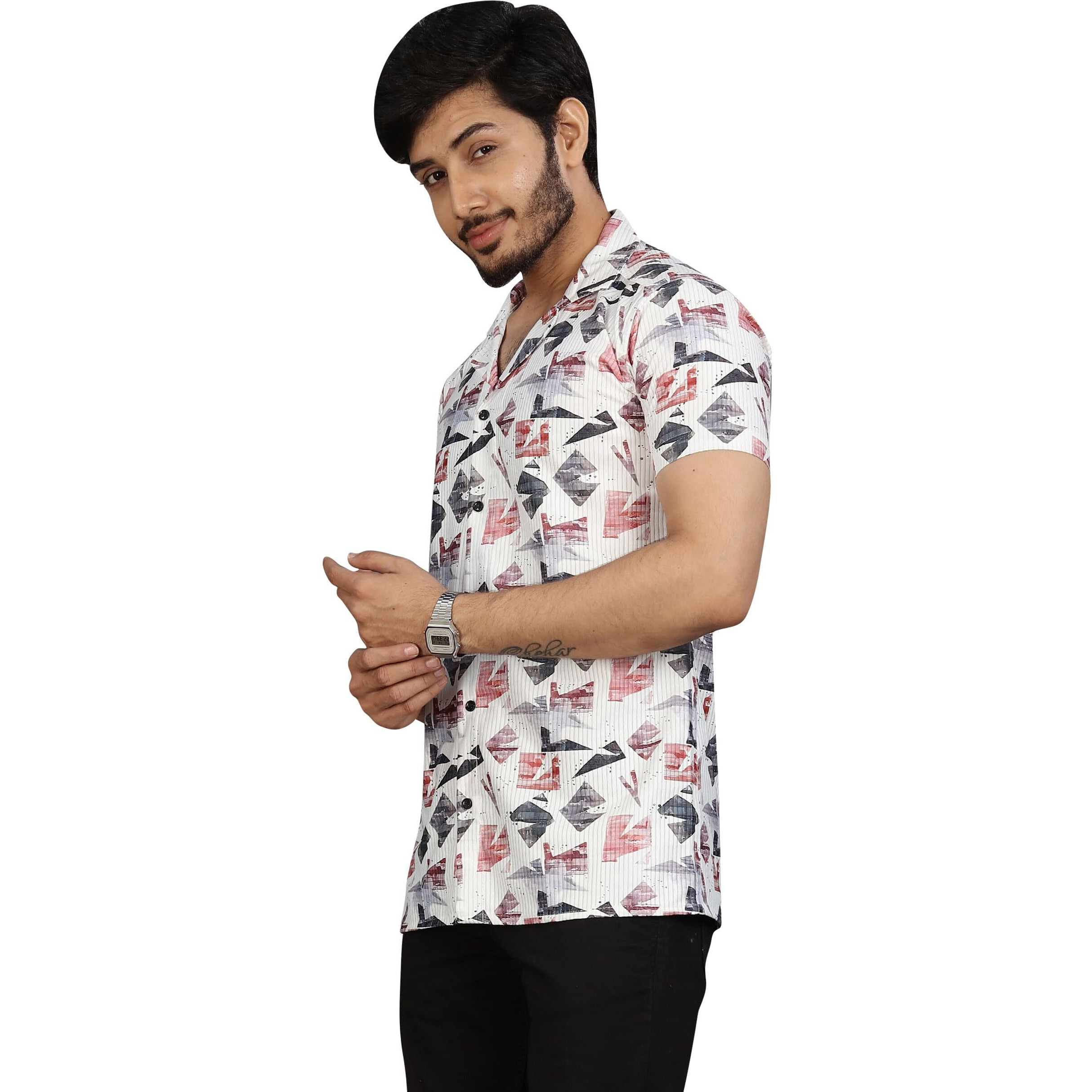I Enterprise Half Sleeve Relaxed Fit Men's Casual Shirt | Cotton Blend Oversized Shirts For Men Loose Fit | Oversized Printed Shirts For Men Color_Multicolor7 Size_Large